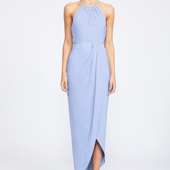 high neck ruched dress